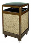 ASPEN HINGED TOP OUTDOOR TRASH  RECEPTACLE WITH BROWN PANELS 