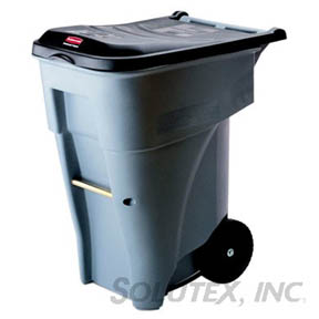 BRUTE ROLLOUT 95 GAL TRASH CAN  WITH LID AND WHEELS - GRAY