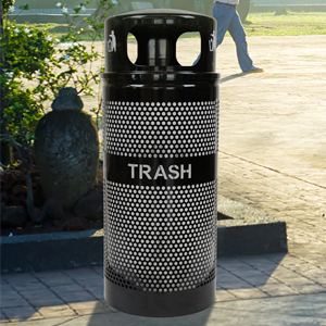 LANDSCAPE SERIES 34 GAL  PERFORATED TRASH RECEPTACLE 